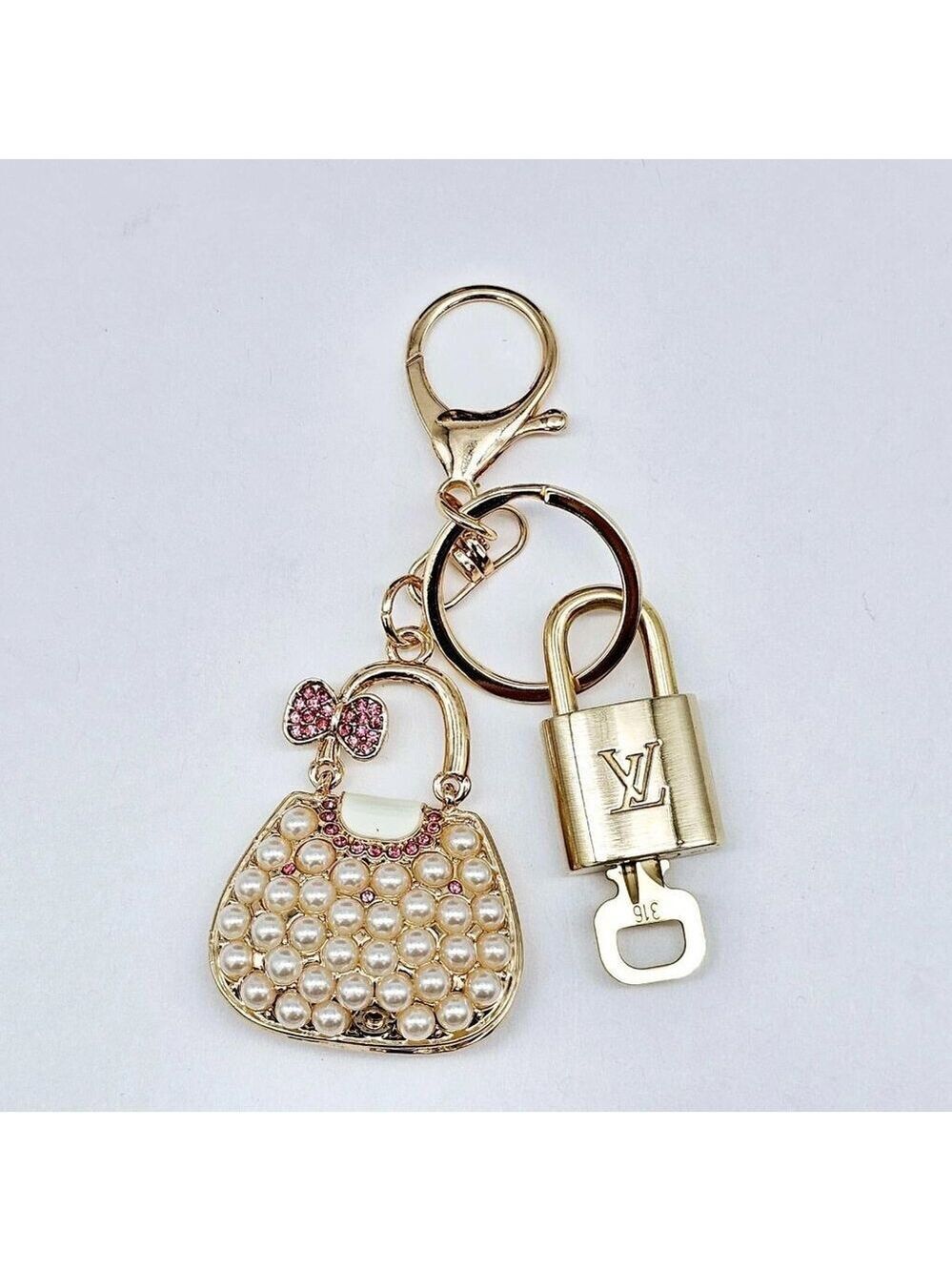 LV Gold Padlock 🔑 Authentic Louis Vuitton Charm + Unbranded Bag Keychain